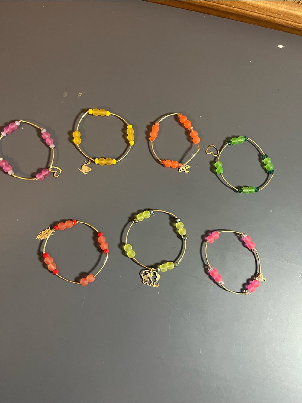 Gold Hoop Beaded Stackable Bracelets - Multicolor